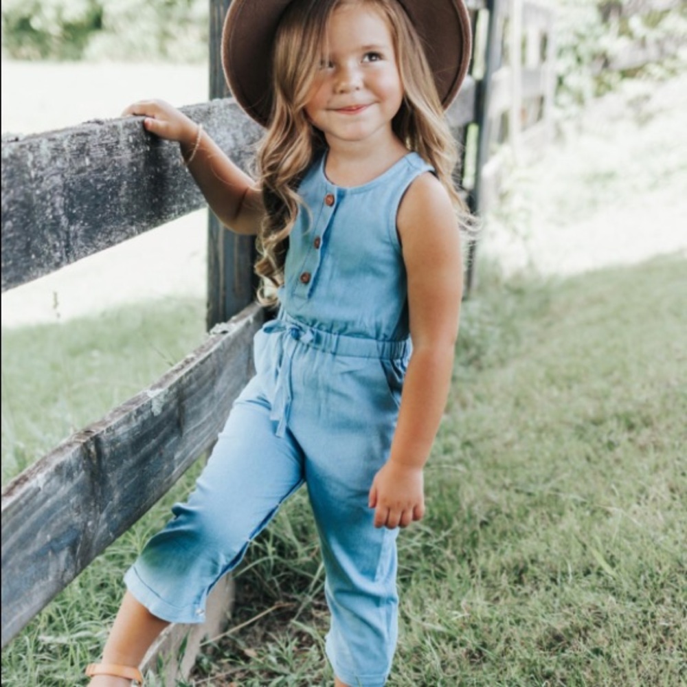 Ari Button Front Denim Jumpsuit - Light Wash